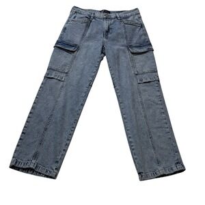 GAP Jeans Women's 6/28 Short Blue '90s Loose Medium Wash Mid Rise Cargo Straight